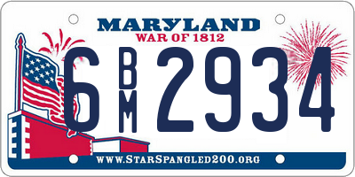 MD license plate 6BM2934