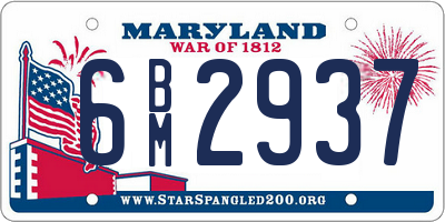 MD license plate 6BM2937