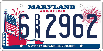 MD license plate 6BM2962