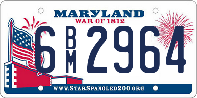 MD license plate 6BM2964