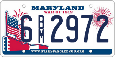 MD license plate 6BM2972
