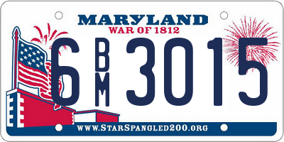 MD license plate 6BM3015