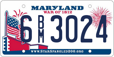 MD license plate 6BM3024