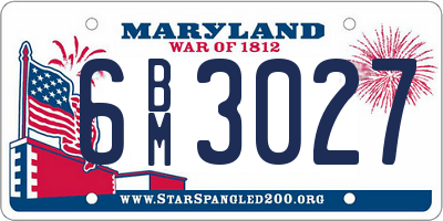 MD license plate 6BM3027