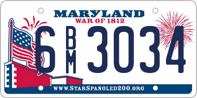 MD license plate 6BM3034