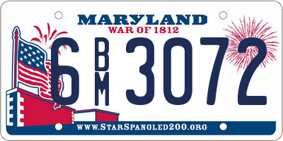 MD license plate 6BM3072