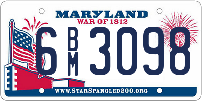 MD license plate 6BM3098