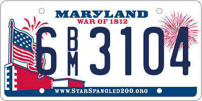 MD license plate 6BM3104