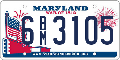 MD license plate 6BM3105
