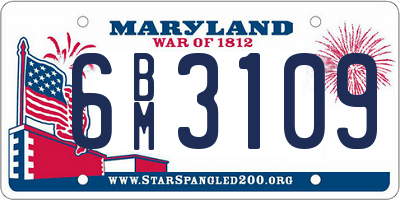 MD license plate 6BM3109