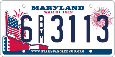 MD license plate 6BM3113