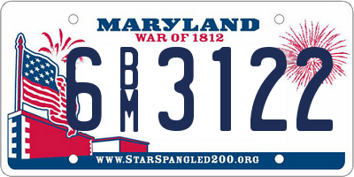 MD license plate 6BM3122