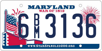 MD license plate 6BM3136