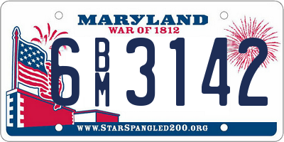 MD license plate 6BM3142