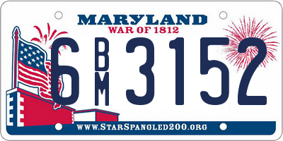 MD license plate 6BM3152