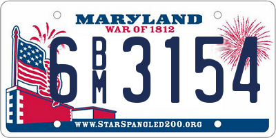 MD license plate 6BM3154