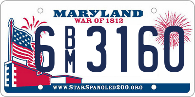 MD license plate 6BM3160