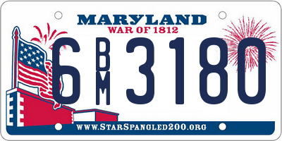 MD license plate 6BM3180