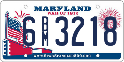 MD license plate 6BM3218