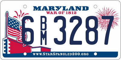 MD license plate 6BM3287