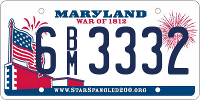 MD license plate 6BM3332