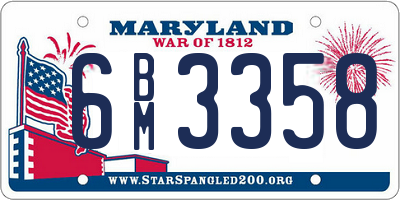 MD license plate 6BM3358