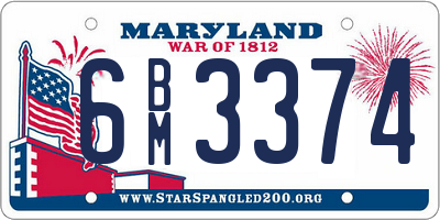 MD license plate 6BM3374