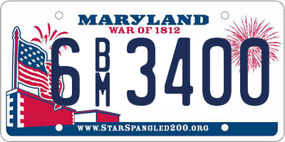 MD license plate 6BM3400