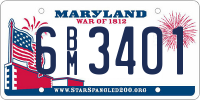 MD license plate 6BM3401