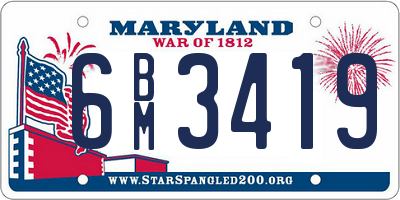 MD license plate 6BM3419