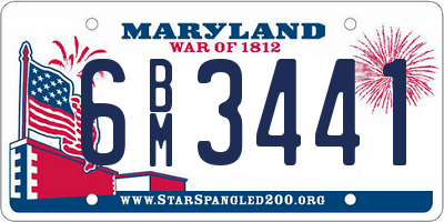 MD license plate 6BM3441