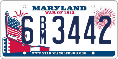MD license plate 6BM3442