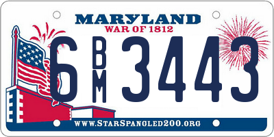 MD license plate 6BM3443