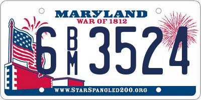MD license plate 6BM3524