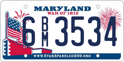 MD license plate 6BM3534