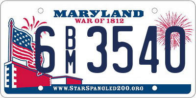 MD license plate 6BM3540