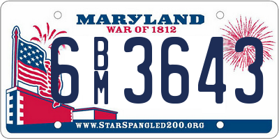 MD license plate 6BM3643