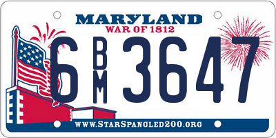 MD license plate 6BM3647