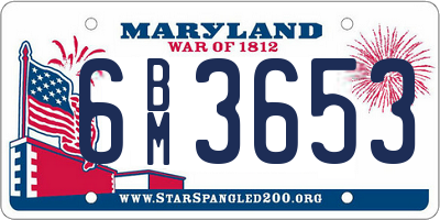 MD license plate 6BM3653