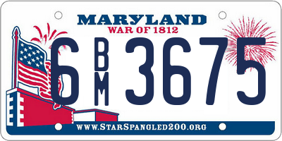 MD license plate 6BM3675