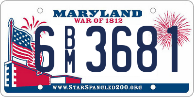 MD license plate 6BM3681