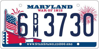 MD license plate 6BM3730