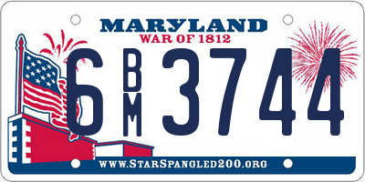 MD license plate 6BM3744
