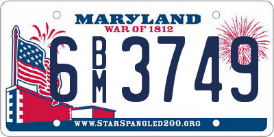 MD license plate 6BM3749