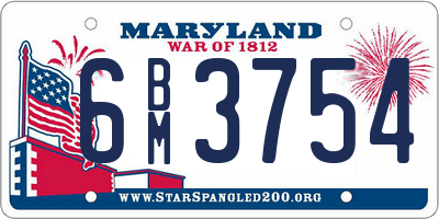 MD license plate 6BM3754