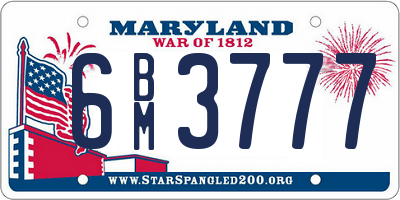 MD license plate 6BM3777