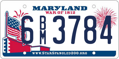 MD license plate 6BM3784