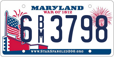 MD license plate 6BM3798