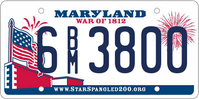 MD license plate 6BM3800