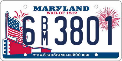 MD license plate 6BM3801